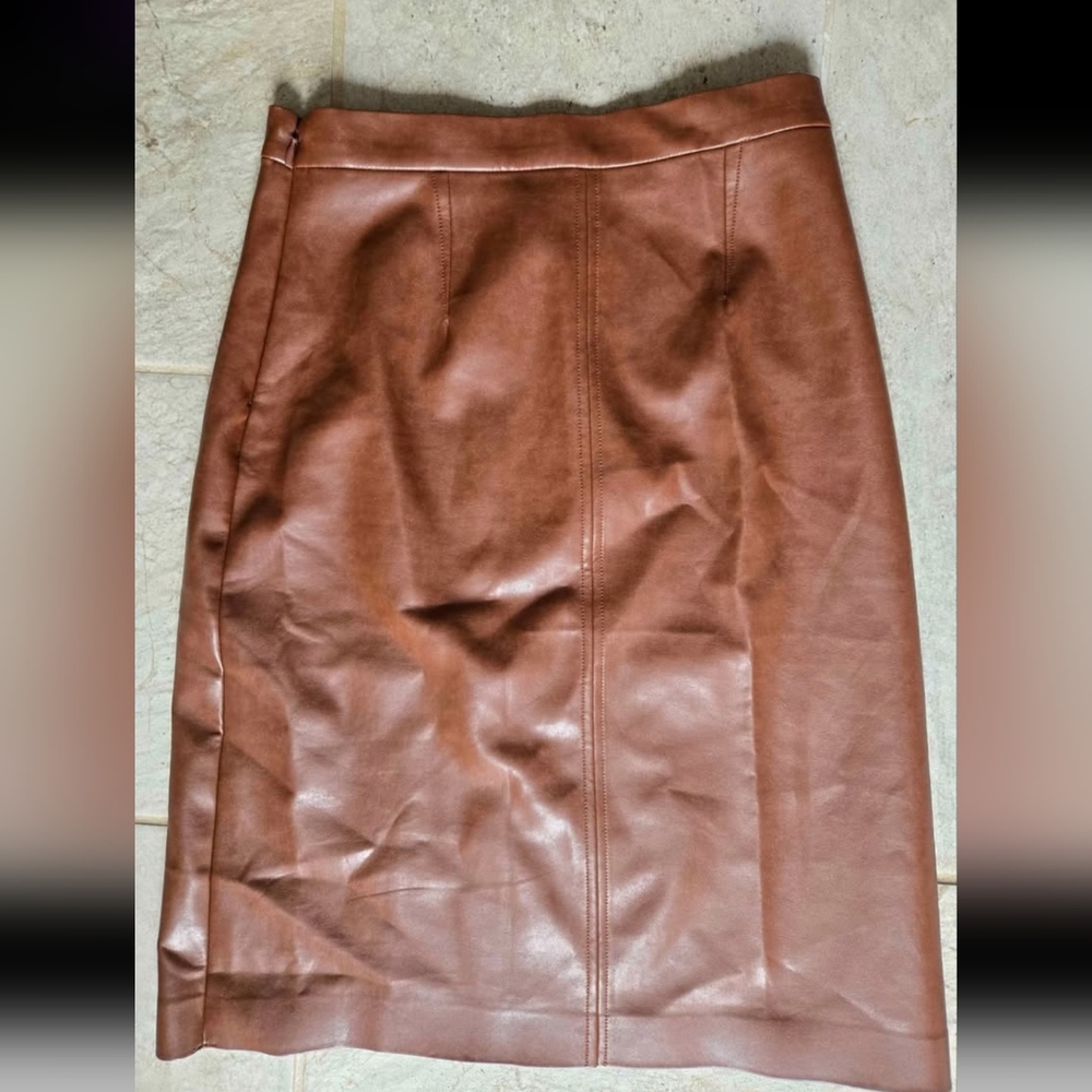 Wilfred Tan Pencil Skirt - Vegan Leather